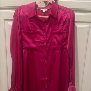 Umgee Fuchsia Satin Blouse